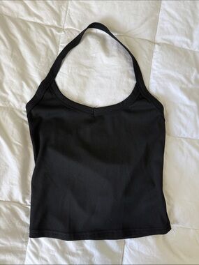 Black Ribbed Halter Tank Top Small